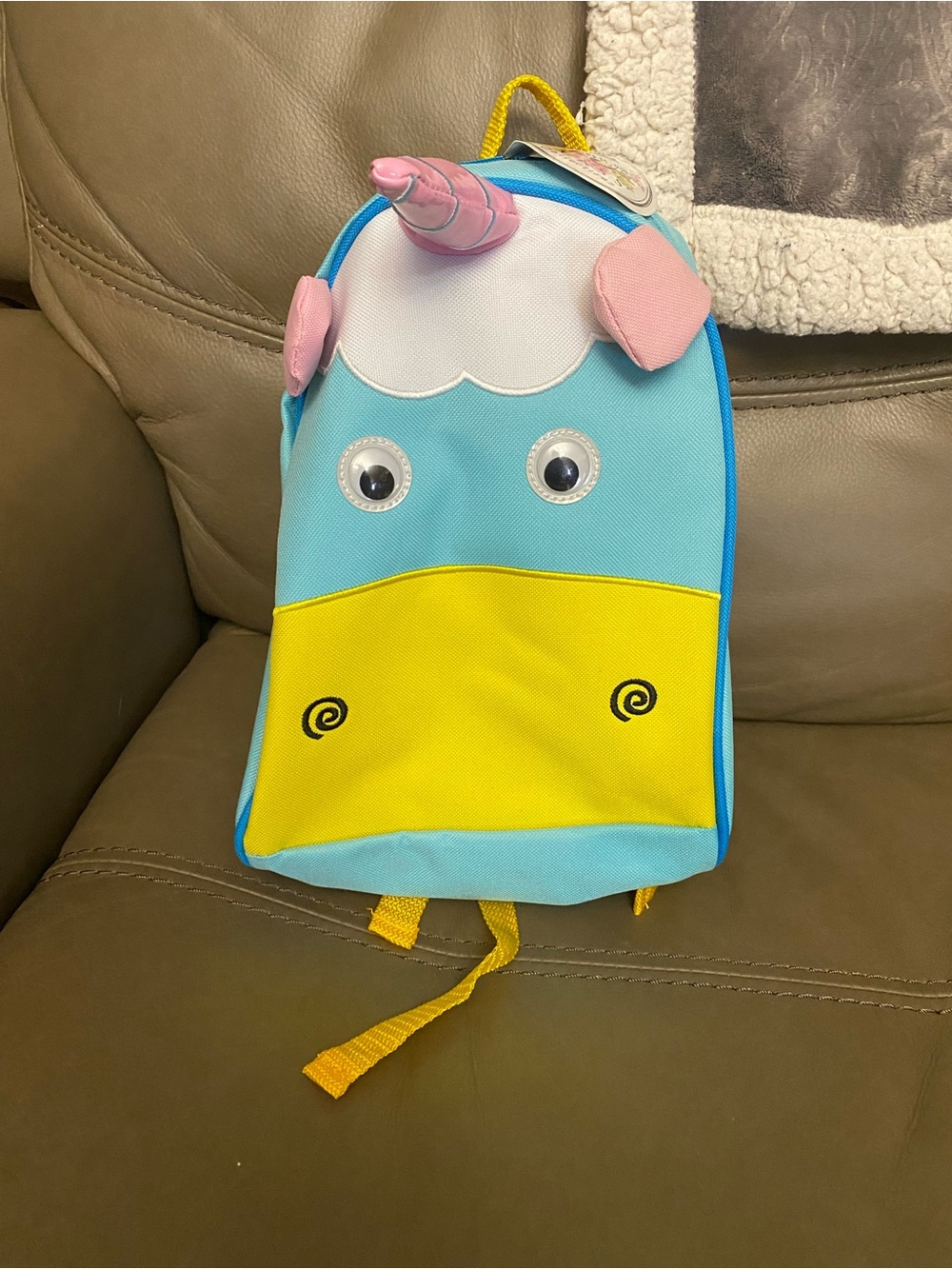 Boutique Style Kids Unicorn Character Backpack W/Leash in Light Blue ~New!